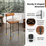 20 Inch Upholstered Bar Stools Set of 2 Counter Height Bar Chairs with  Backrest-Brown