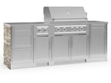 Outdoor Kitchen Signature Series 8 Piece Cabinet Set with Dual Side Burner, 3 Drawer, 1 Door, Platinum Grill and Grill Cabinet