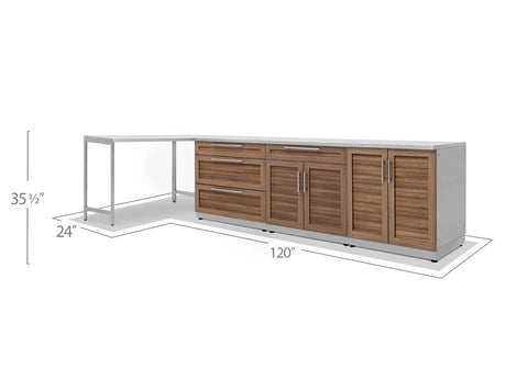 Outdoor Kitchen Stainless Steel 4 Piece Cabinet Set with 3-Drawer, 2-Door, 2-Door Drawer Cabinet and Prep Table