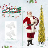 5/6/7/8/9 Feet Pre-lit Pencil Artificial Christmas Tree with 150/180/200//300/400 Warm White LED Lights-7 ft