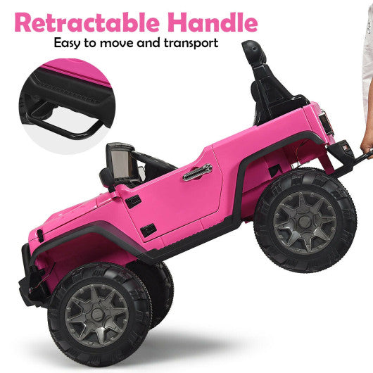 12V Kids Ride On Truck with Remote Control and Double Magnetic Door-Pink