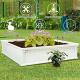 48 Inch Raised Garden Bed Planter for Flower Vegetables Patio-White