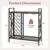 21 Bottle Wine Rack Freestanding Floor Wine Bottle Organizer with Glass Holder-Rustic Brown