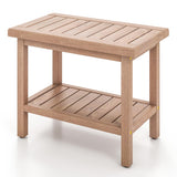 21 Inches Teak Shower Bench with Storage Shelf