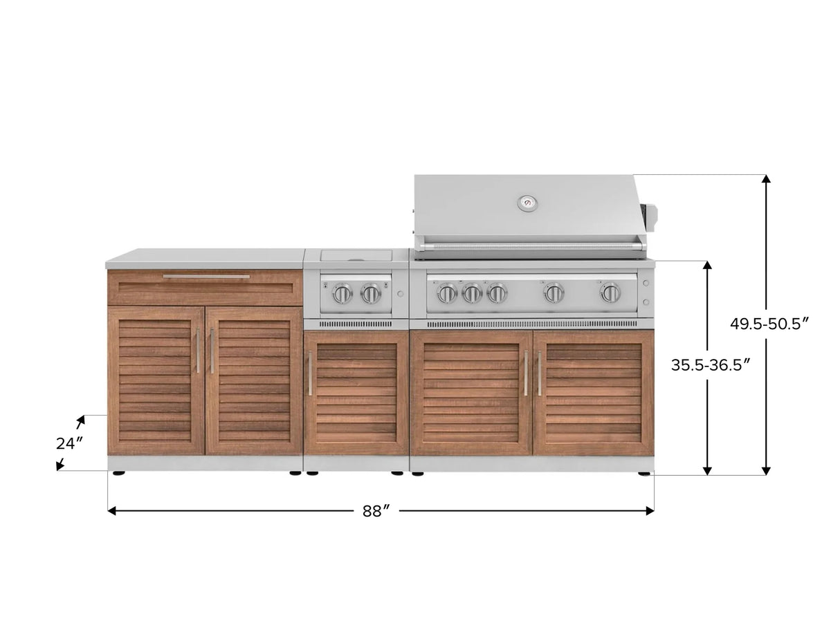 Outdoor Kitchen Stainless Steel 6-Piece Cabinet Set with Platinum Grill, Dual Side Burner, Bar and Grill Cabinet and Stainless Steel Countertop