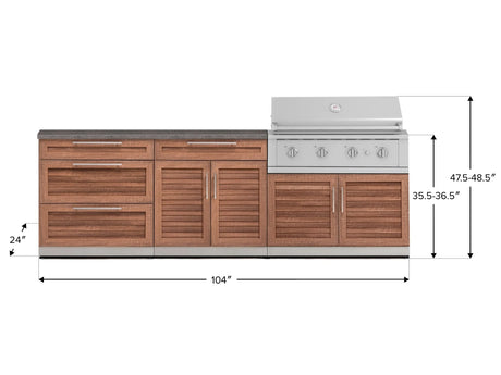 Outdoor Kitchen Stainless-Steel 5 Piece Cabinet Set with 3-Drawer, Bar, Grill Cabinet, Performance Grill and Countertop