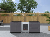 Outdoor Kitchen Aluminum 3 Piece Cabinet Set with 3-Drawer, 2-Door Cabinet and Fridge