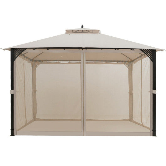 12’ x 10’Outdoor Double Top Patio Gazebo-Beige