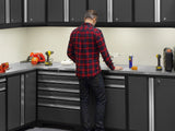 Pro Series 14 Piece Cabinet Set with Lockers, Base, Wall, Tool Drawer, Multi-Function Cabinets and 56 In. Worktop