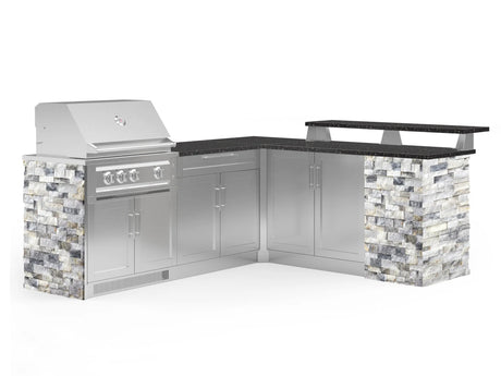 Outdoor Kitchen Signature Series 8 Piece L Shape Cabinet Set with 2 Door, Bar, Platinum Grill and Grill Cabinet