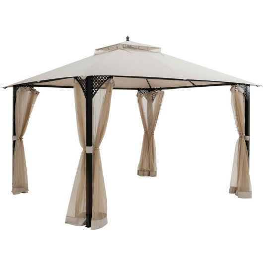 12’ x 10’Outdoor Double Top Patio Gazebo-Beige