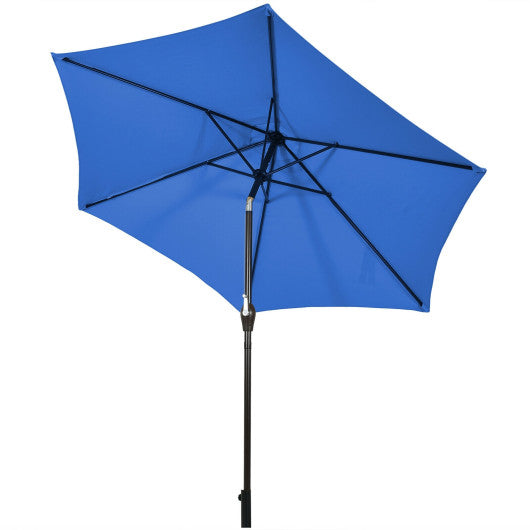 9 ft Outdoor Market Patio Table Umbrella Push Button Tilt Crank Lift-Blue