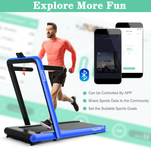 4.75HP 2 In 1 Folding Treadmill with Remote APP Control-Navy