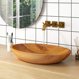 23.5 Inch x 16 Inch Teak Wood Washbasin with Drainage Hole