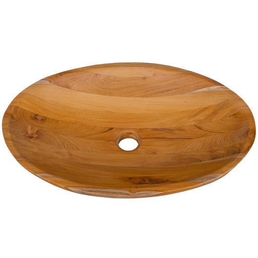 23.5 Inch x 16 Inch Teak Wood Washbasin with Drainage Hole