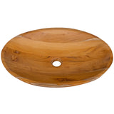 23.5 Inch x 16 Inch Teak Wood Washbasin with Drainage Hole