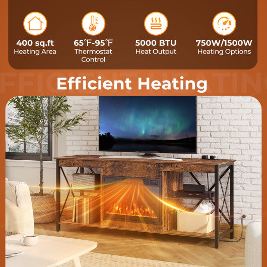 23 Inches 750W/1500W Electric Fireplace Heater with Alter Flame Color and Brightness