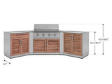 Outdoor Kitchen Stainless-Steel 7 Piece Cabinet Set with 2 Door, Bar, Corner, Grill Cabinet, Performance Grill, and Countertops