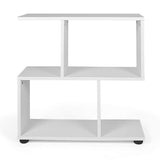 24 Inch 3-Tier Geometric Bookshelf with Thick Foot Pads-White