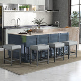 24.5 Inches Linen Fabric Saddle Stools Set of 2 with Cushioned Seat-Gray