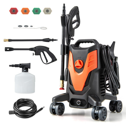 2400 PSI Electric Pressure Washer with 4 Universal Wheels-Orange