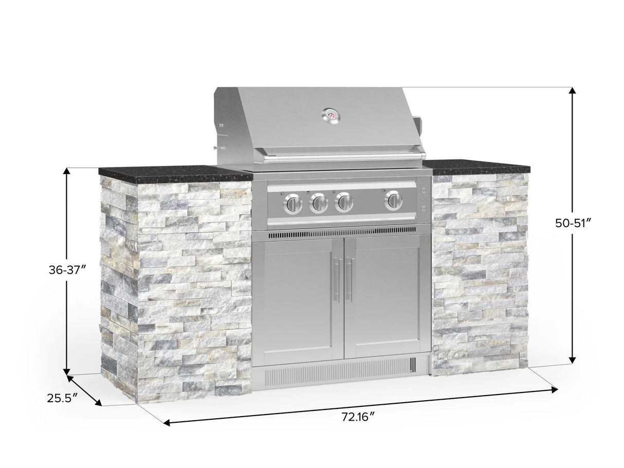 Outdoor Kitchen Signature Series 6 Piece Cabinet Set with Platinum Grill and Grill Cabinet