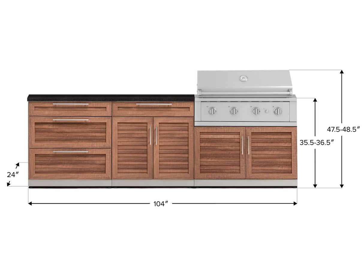 Outdoor Kitchen Stainless-Steel 5 Piece Cabinet Set with 3 Drawer, 2-Door with Drawer, Performance Grill, Grill Cabinet and Countertop