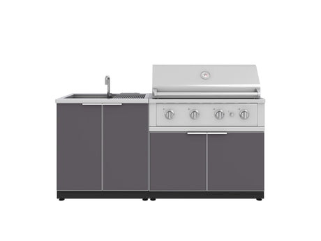 Outdoor Kitchen Aluminum 3 Piece Cabinet Set with Sink, Grill Cabinet and Performance Grill