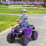 24V Kids Ride-On Electric ATV with Wireless Connection for Toddlers 3-8 Years Old-Purple