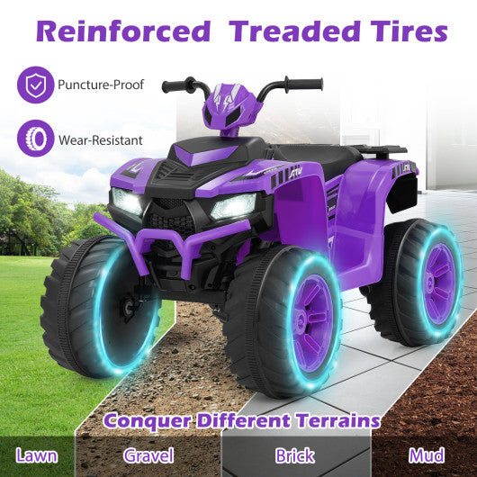 24V Kids Ride-On Electric ATV with Wireless Connection for Toddlers 3-8 Years Old-Purple