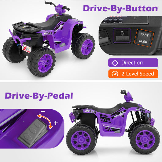 24V Kids Ride-On Electric ATV with Wireless Connection for Toddlers 3-8 Years Old-Purple