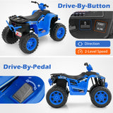 24V Kids Ride-On Electric ATV with Wireless Connection for Toddlers 3-8 Years Old-Blue