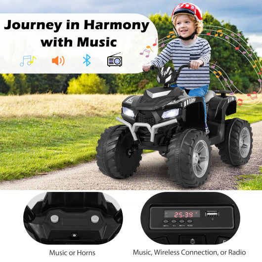 24V Kids Ride-On Electric ATV with Wireless Connection for Toddlers 3-8 Years Old-Black