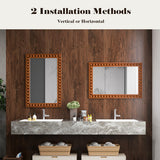 24 x 36 Inches Rustic Wall Mirror with Solid Wood Frame for Living Room  Bedroom-Brown