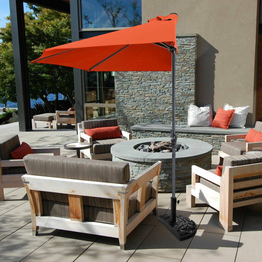 9Ft Patio Bistro Half Round Umbrella -Orange