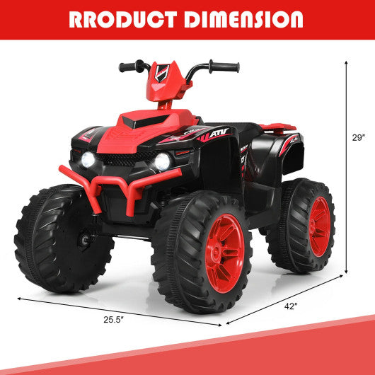 12V Kids Ride on ATV with LED Lights and Treaded Tires and LED lights-Red