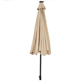 10' Solar LED Lighted Patio Market Umbrella Shade Tilt Adjustment Crank-Beige