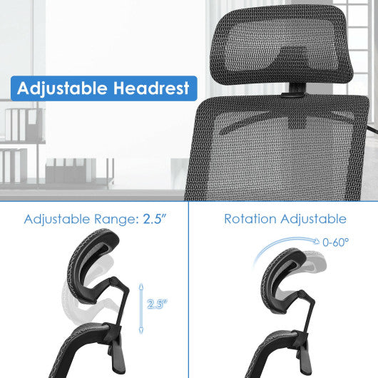Height Adjustable Ergonomic High Back Mesh Office Chair with Hange-Gray