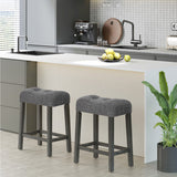 24 Inch Set of 2 Saddle Bar Stools with Padded Seat-Gray