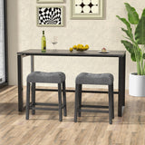 24 Inch Set of 2 Saddle Bar Stools with Padded Seat-Gray