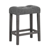 24 Inch Set of 2 Saddle Bar Stools with Padded Seat-Gray