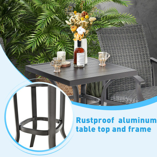 24 Inch Patio Bar Height Table with Aluminum Tabletop and Adjustable Foot Pads
