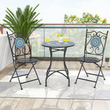 24 Inch Patio Bistro Table with Ceramic Tile Tabletop-Multicolor