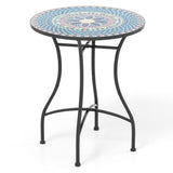 24 Inch Patio Bistro Table with Ceramic Tile Tabletop-Multicolor