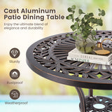 24 Inch Round Cast Aluminum Table Patio Dining Bistro Table with 2 Inch Umbrella Hole-Copper