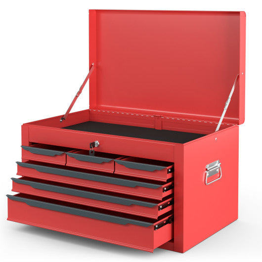 24 Inch Tool Chest Case with 6 Drawers and Top Storage for Garage Repair Shop & Warehouse-Red