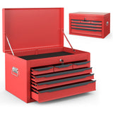 24 Inch Tool Chest Case with 6 Drawers and Top Storage for Garage Repair Shop & Warehouse-Red