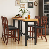 24 Inch Upholstered Dining Chair with Hollowed High Backrest Set of 2-Brown