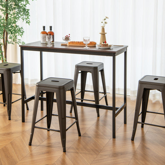 24 Inch Set of 4 Tolix Style Counter Height Barstool Stackable Chair-Gun