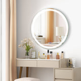 32 Inch Anti-Fog Bathroom Wall Mirror with 3-Color LED Lights